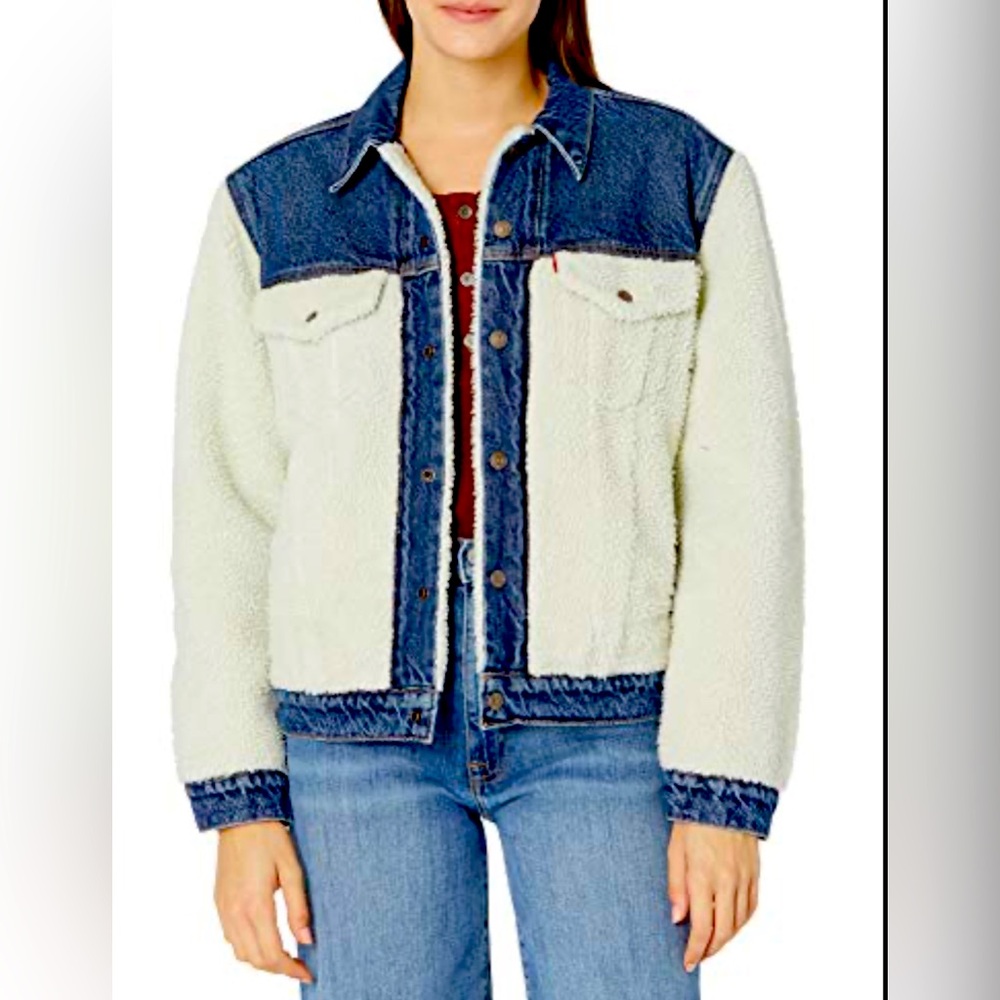 Levi's Sherpa Denim Jacket Coat Cotton Size XL